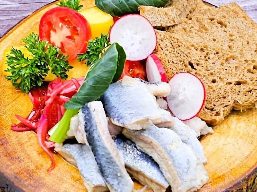 Salted Herring with Onion and Potato