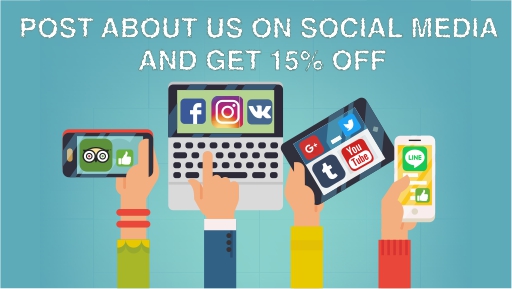 MAKE A POST - Make a post on social networks, inform the administrator about it before paying and she will kindly give you a 15% discount on the order value 