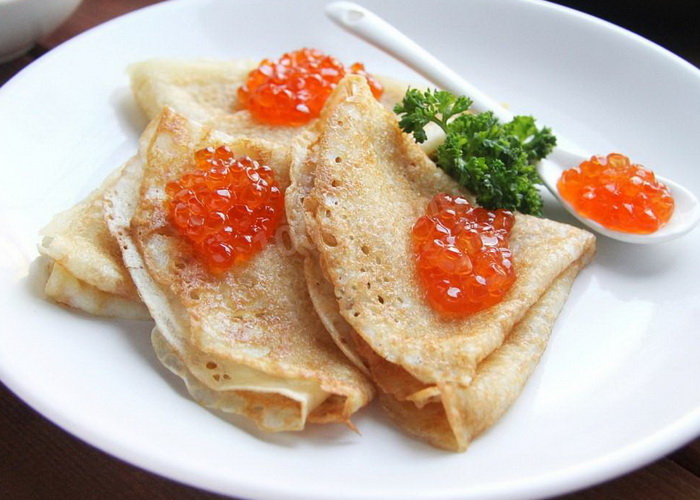 Royal Pancakes with Red Caviar