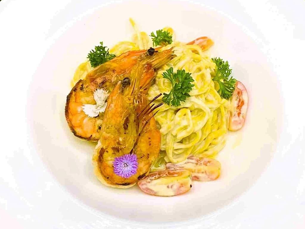 Pasta with shrimp and cream sauce
