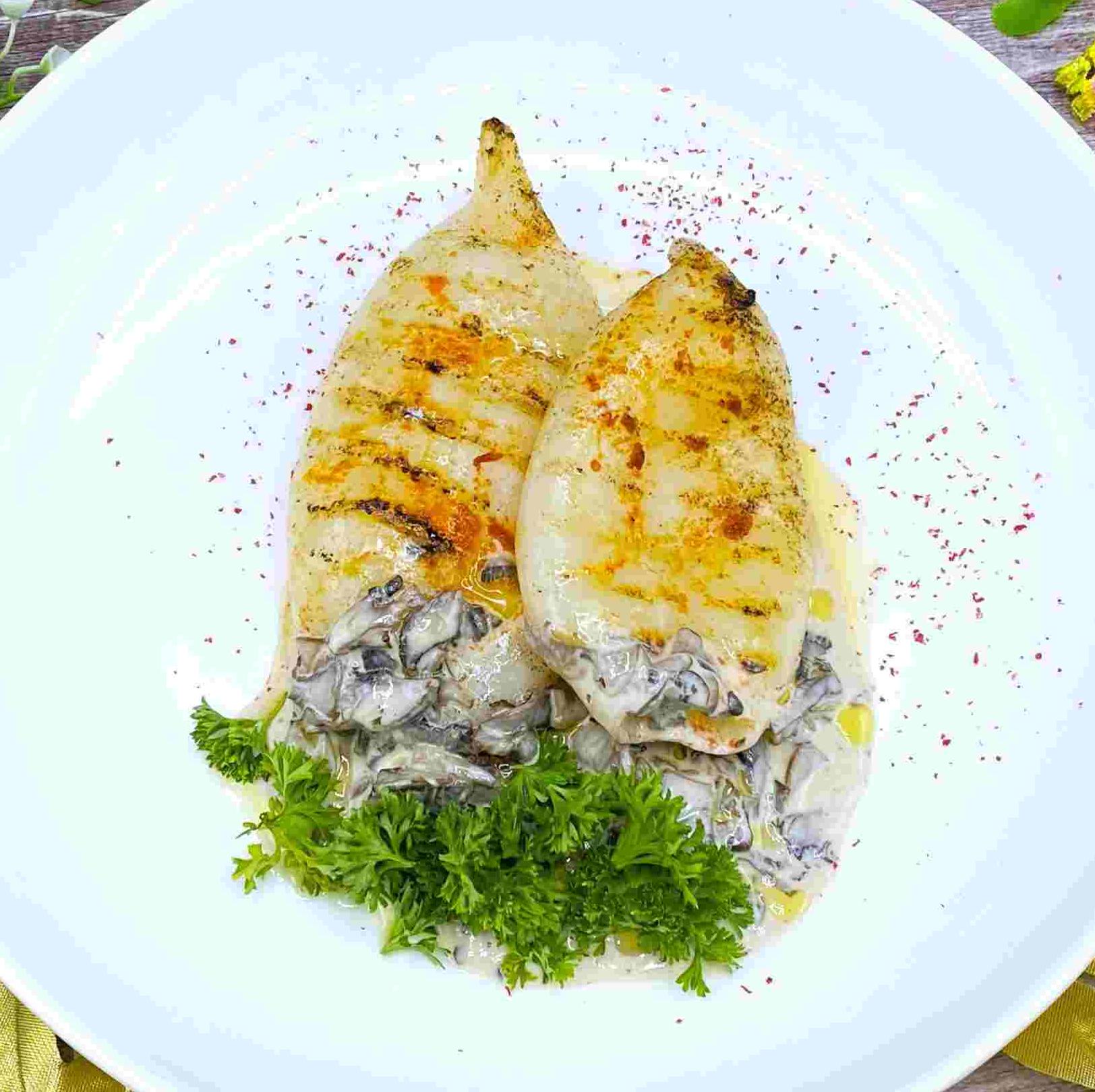 Grilled Squid in Creamy Sauce